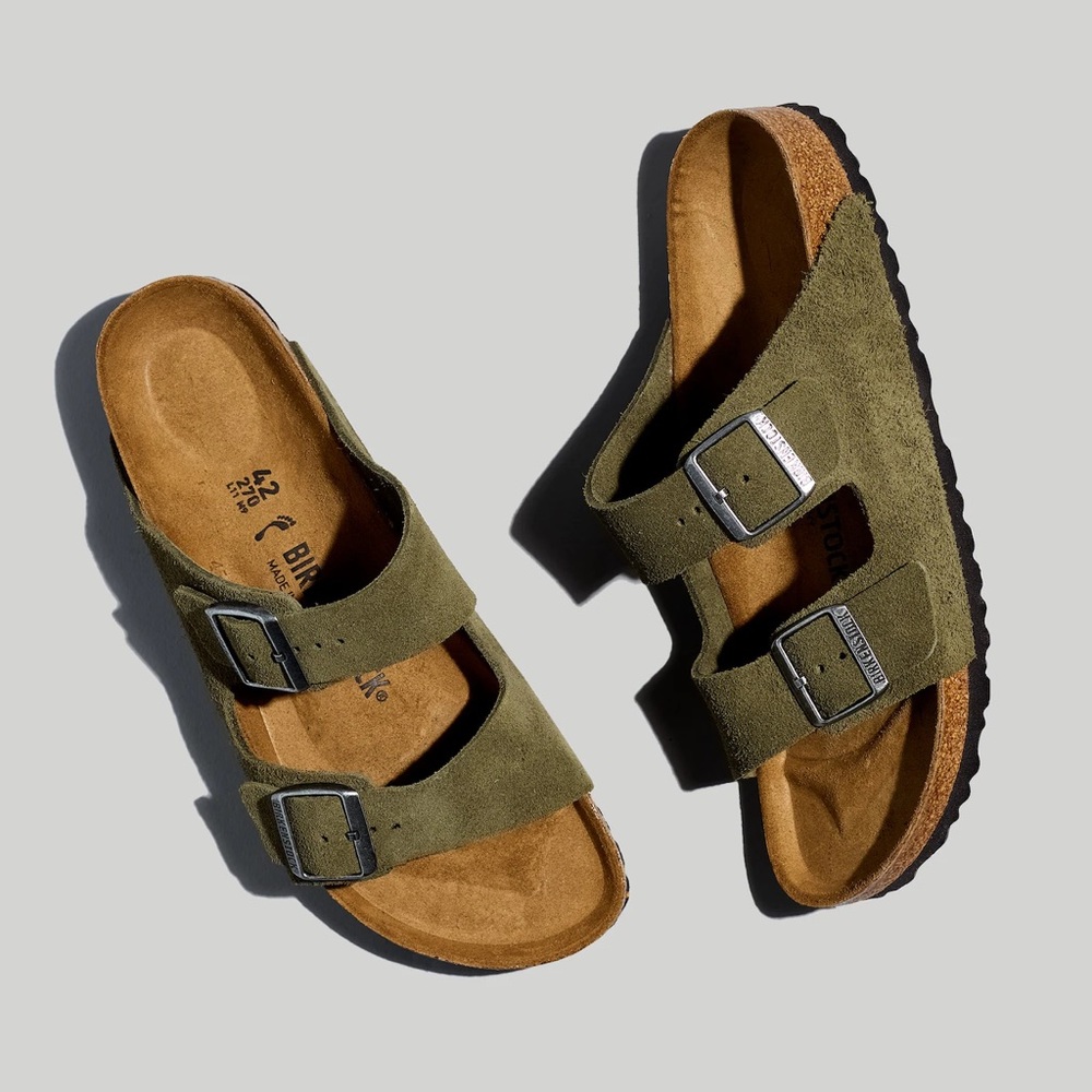 Birkenstock Arizona Soft Footbed in olive green, size 38